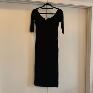 Tildon Black Cotton Bodycon MIDI Dress